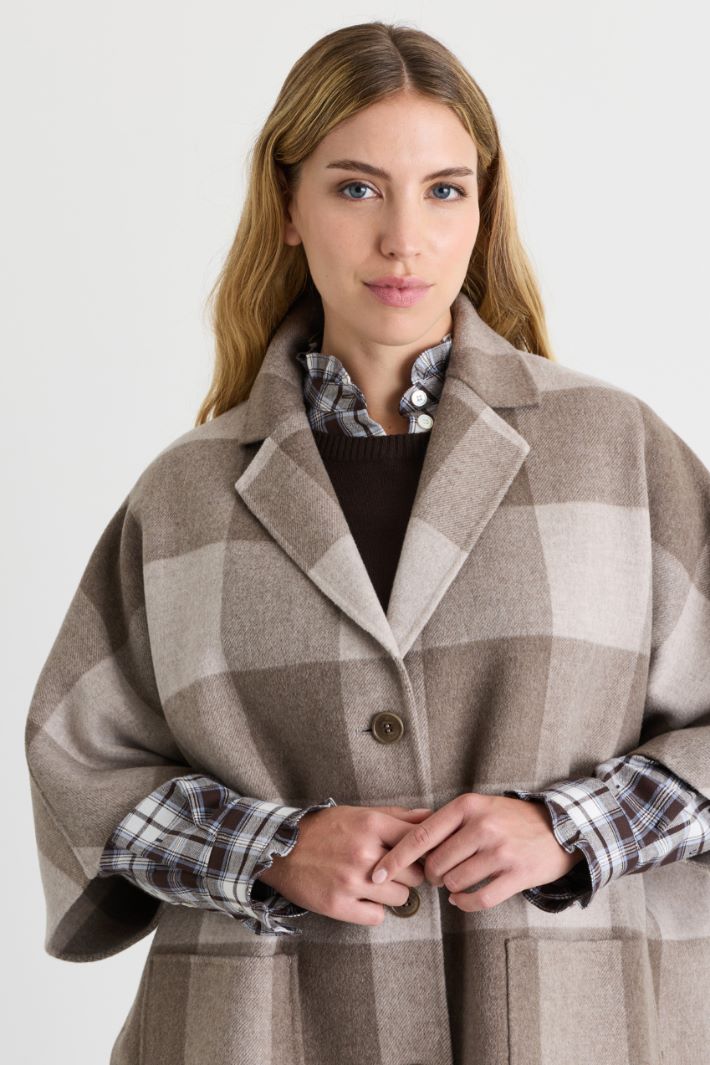 Checked Wool-Blend Coat - BEIGE - Intrend - 3