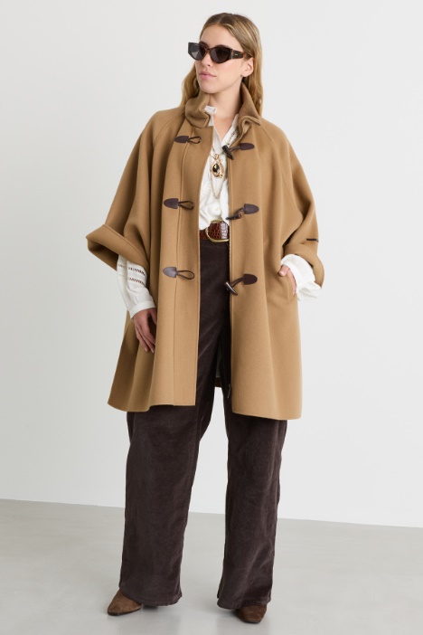 Knitted-Collar Cape - Intrend