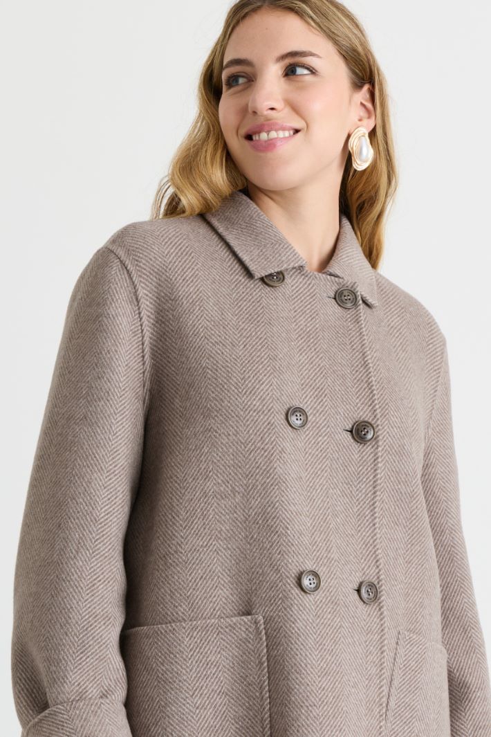 Veste en drap double à grandes poches - BEIGE - Intrend - 3