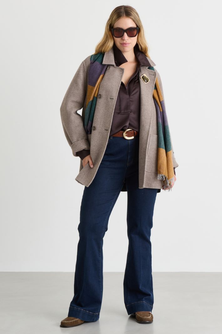 Veste en drap double à grandes poches - BEIGE - Intrend