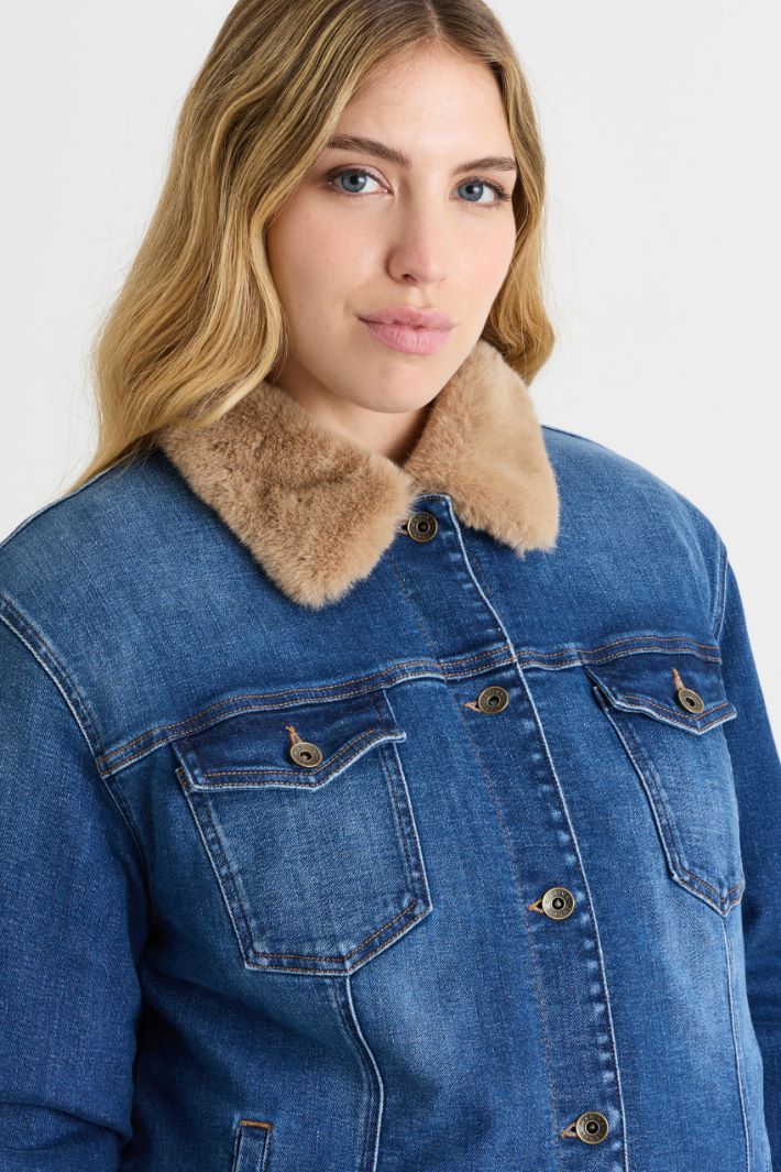 Soft-lined denim jacket - BLUE - Intrend - 3
