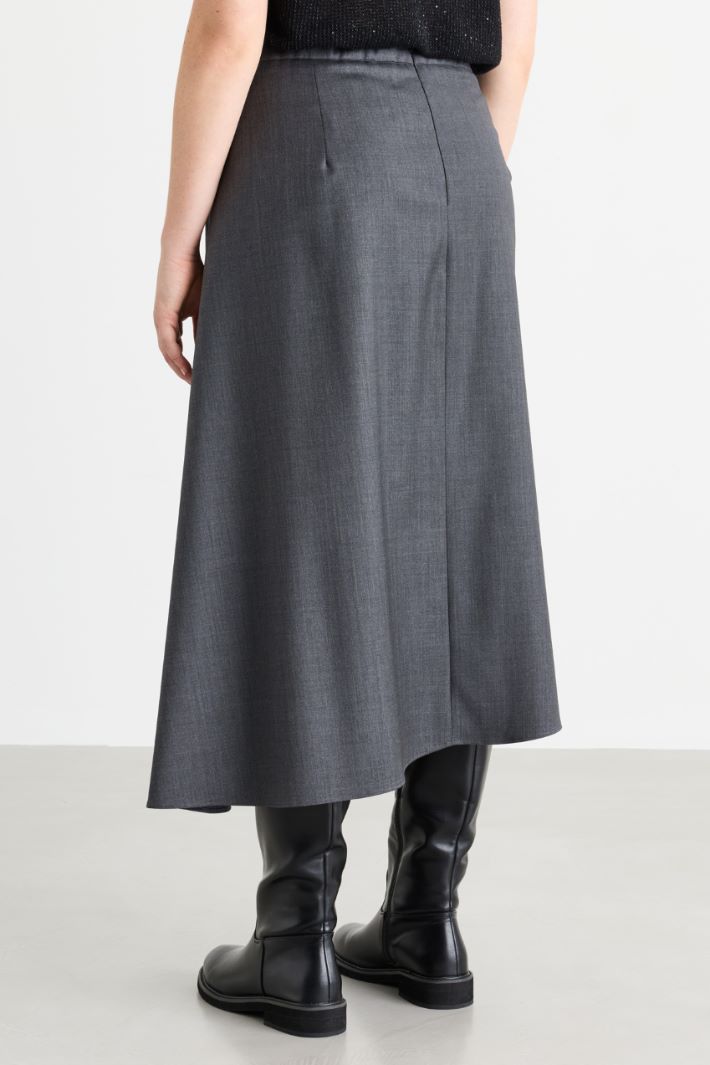 Gonna asimmetrica in gabardina - GRIGIO - Intrend - 4