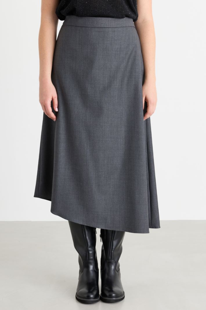 Gonna asimmetrica in gabardina - GRIGIO - Intrend - 2
