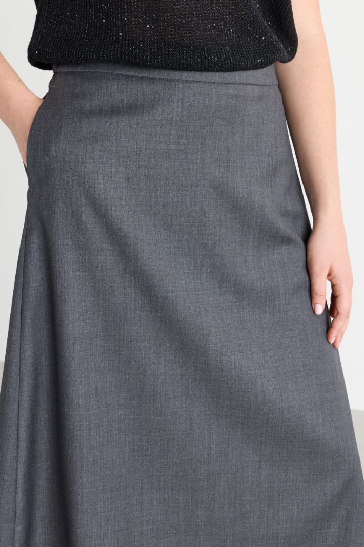 Gonna asimmetrica in gabardina - GRIGIO - Intrend - 3