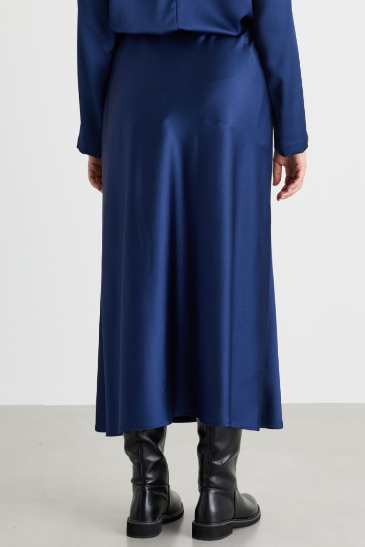 Fluid satin skirt - BLUE - Intrend - 4