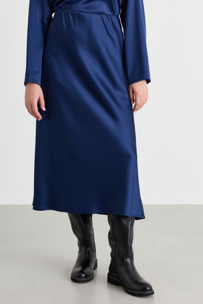 Fluid satin skirt - BLUE - Intrend - 2
