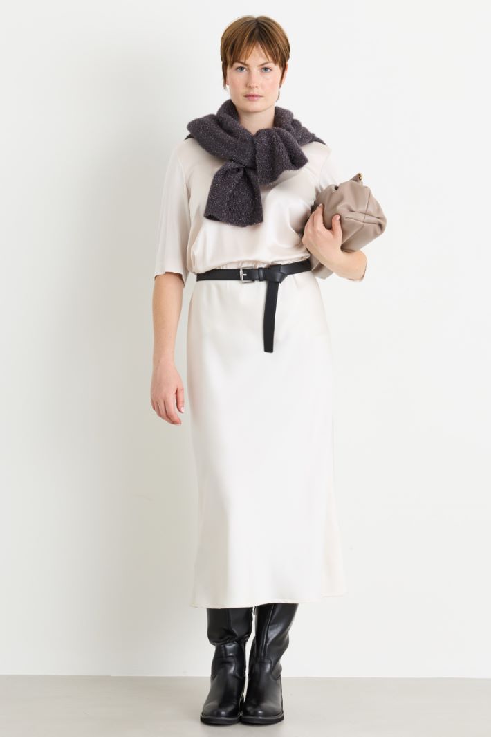 Fluid satin skirt - WHITE - Intrend