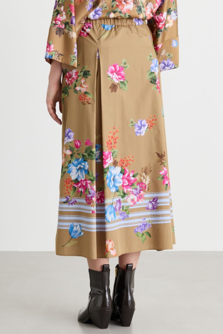 Printed poplin skirt - CAMEL - Intrend - 4