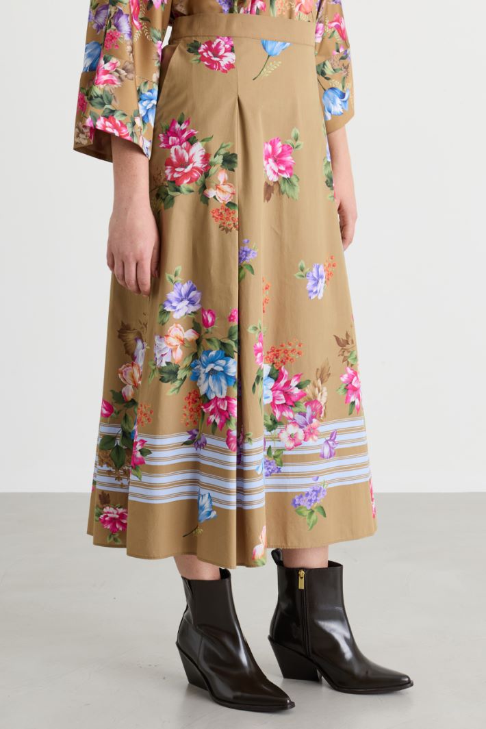 Printed poplin skirt - CAMEL - Intrend - 2