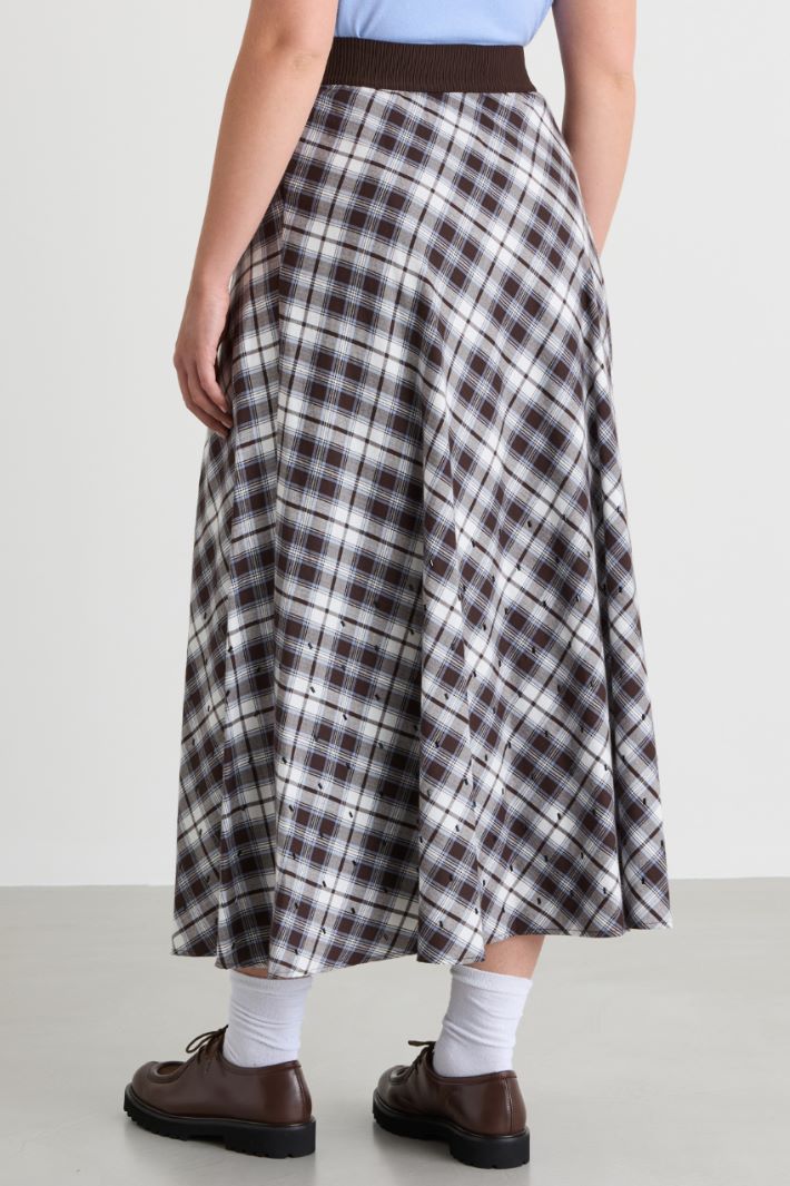 Rhinestone-embellished long skirt - BROWN - Intrend - 4