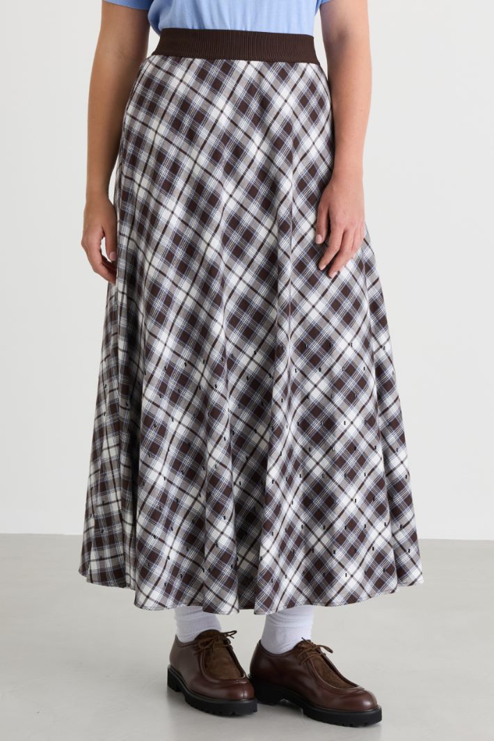 Rhinestone-embellished long skirt - BROWN - Intrend - 2