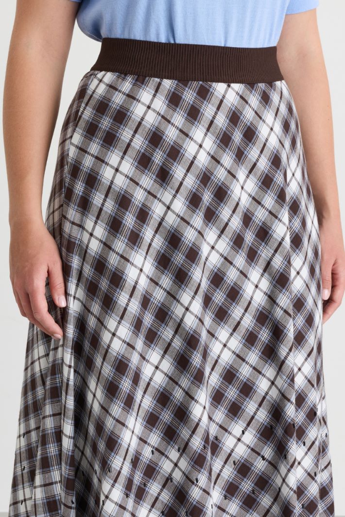 Rhinestone-embellished long skirt - BROWN - Intrend - 3