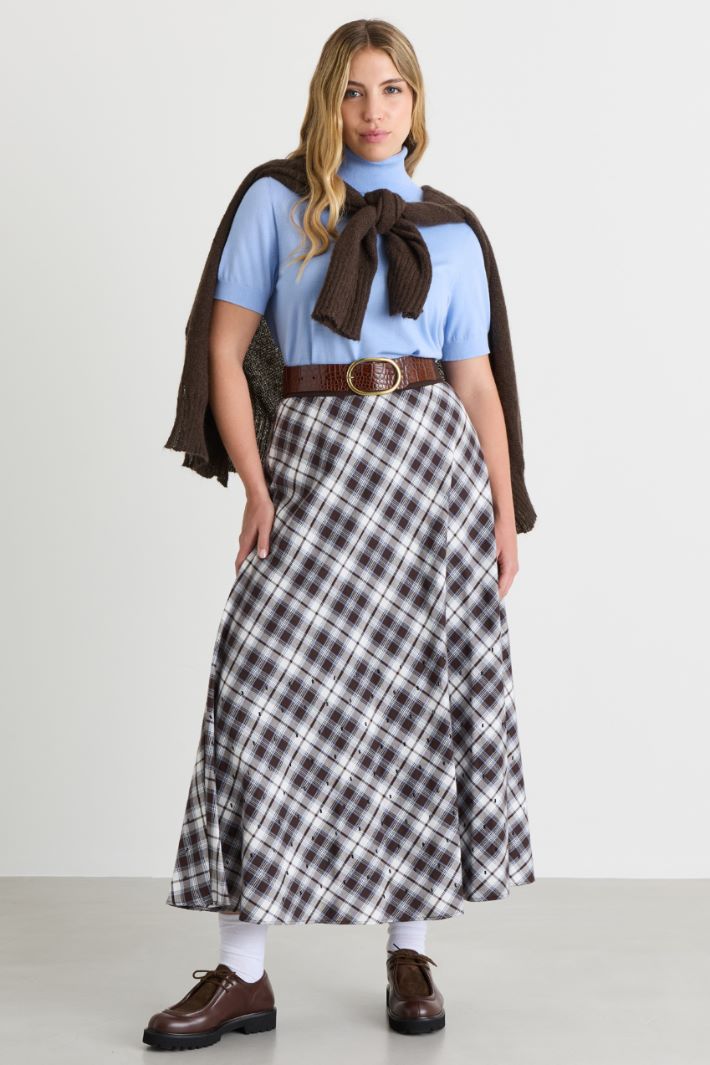 Rhinestone-embellished long skirt - BROWN - Intrend
