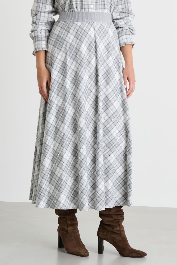 Rhinestone-embellished long skirt - GREY - Intrend - 2