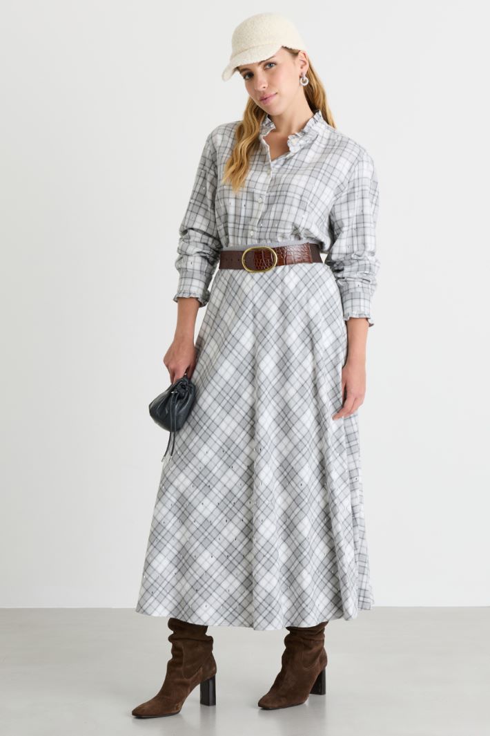 Rhinestone-embellished long skirt - GREY - Intrend