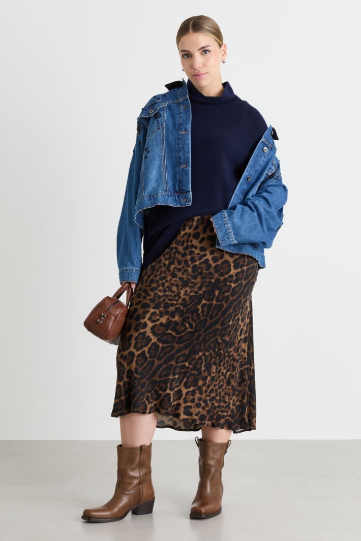 Printed twill skirt - ANIMAL - Intrend