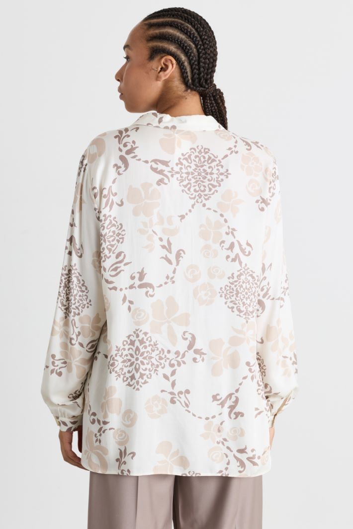 Camicia in twill con stampa - BIANCO BEIGE - Intrend - 4