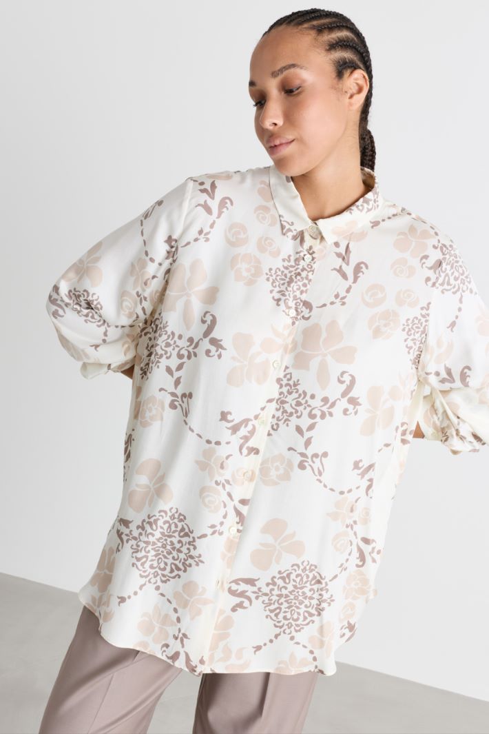Camicia in twill con stampa - BIANCO BEIGE - Intrend - 2