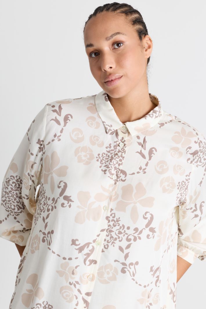 Camicia in twill con stampa - BIANCO BEIGE - Intrend - 3
