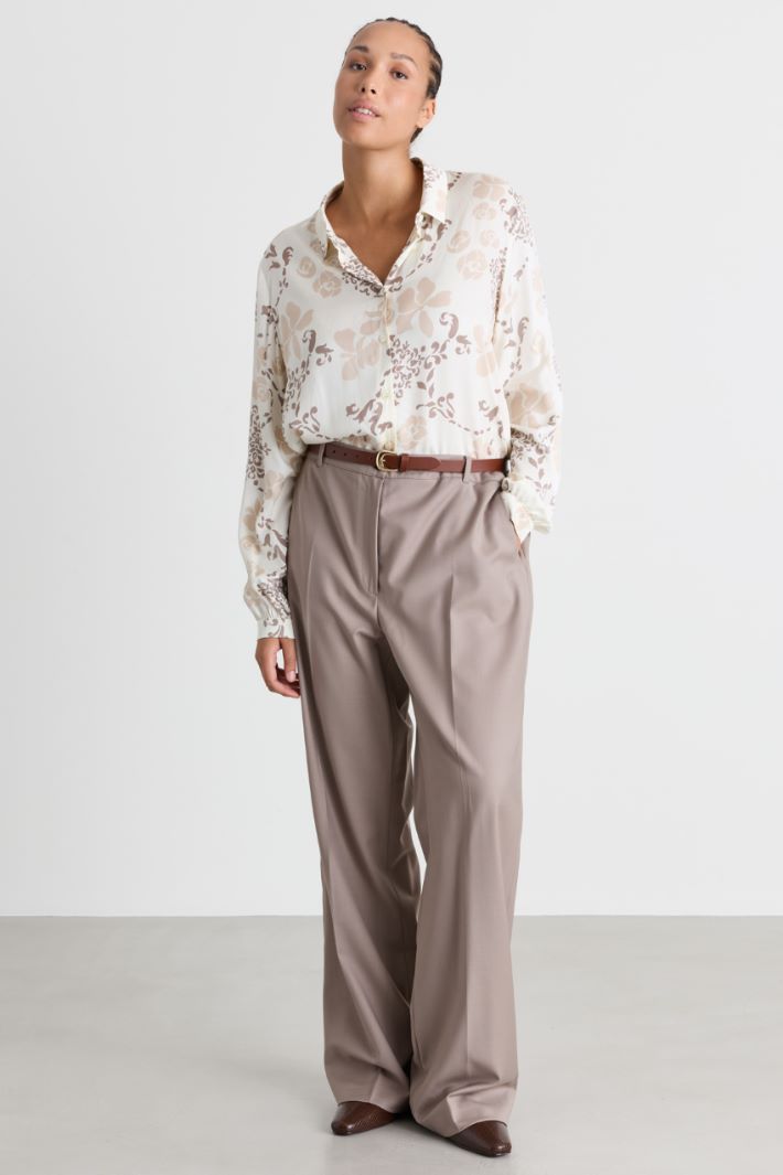Camicia in twill con stampa - BIANCO BEIGE - Intrend