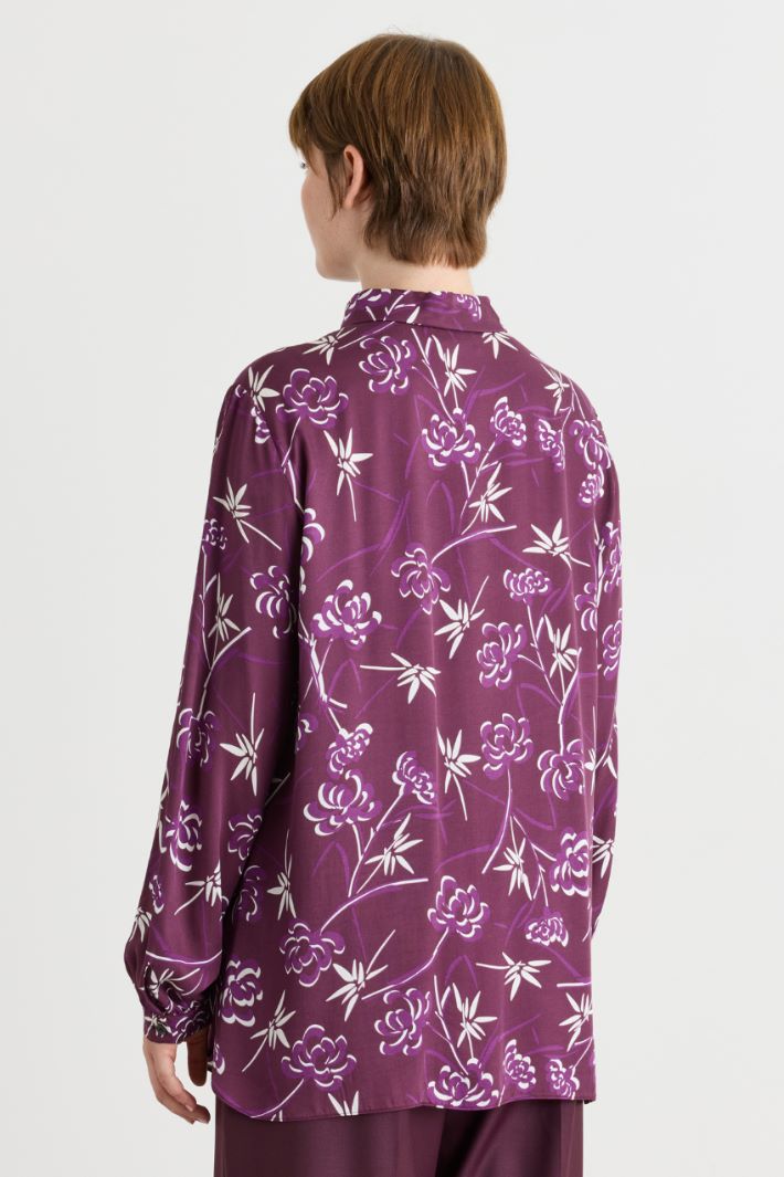 Camicia in twill con stampa - VIOLA BIANCO - Intrend - 4