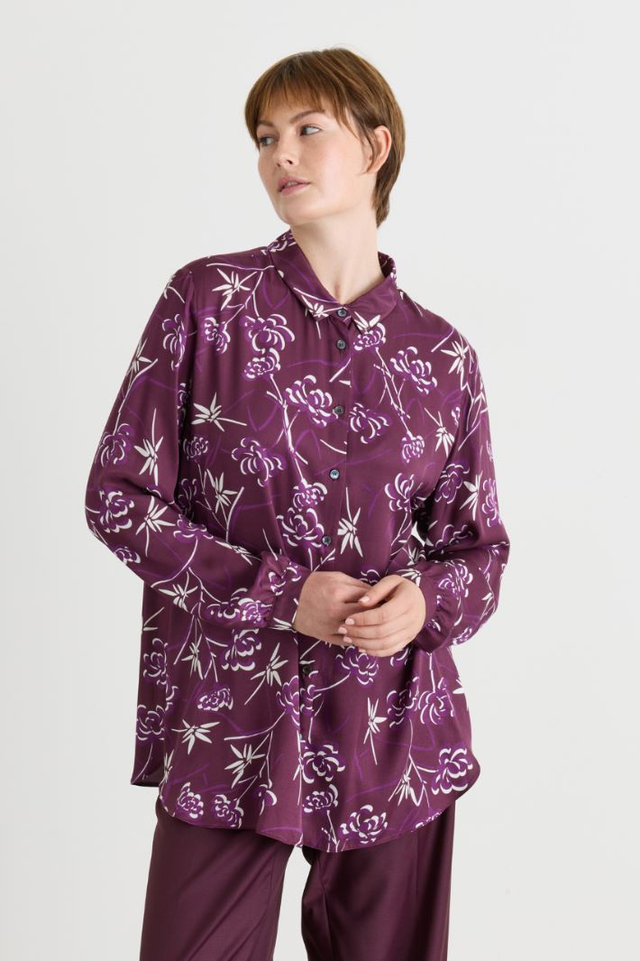 Camicia in twill con stampa - VIOLA BIANCO - Intrend - 2