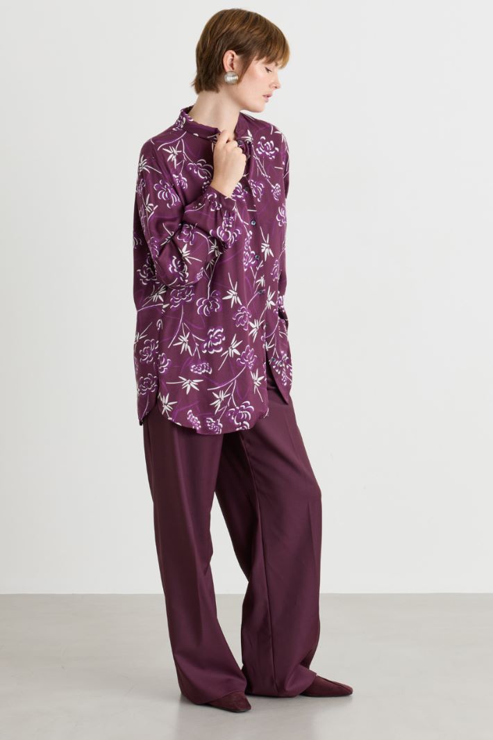 Camicia in twill con stampa - VIOLA BIANCO - Intrend