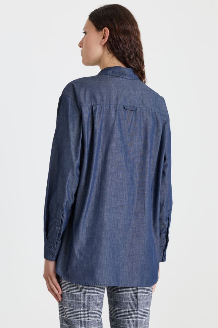 Camicia in twill con tasca - BLU - Intrend - 4