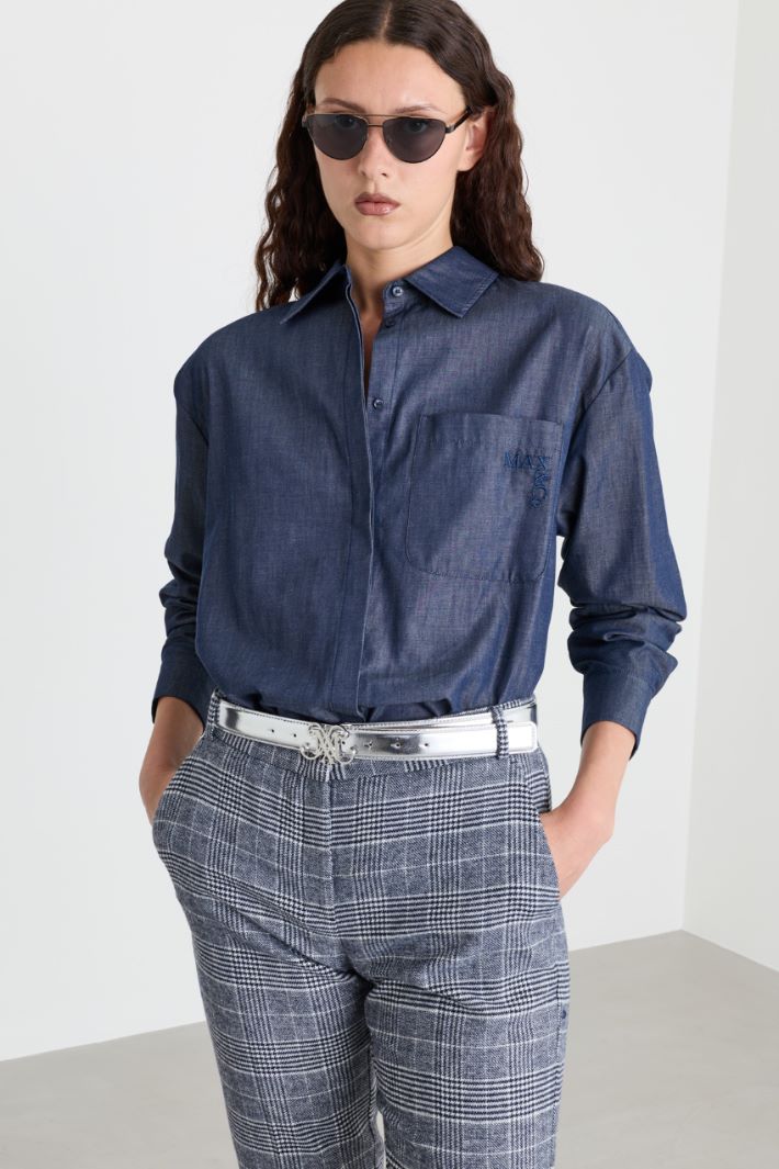Camicia in twill con tasca - BLU - Intrend - 2