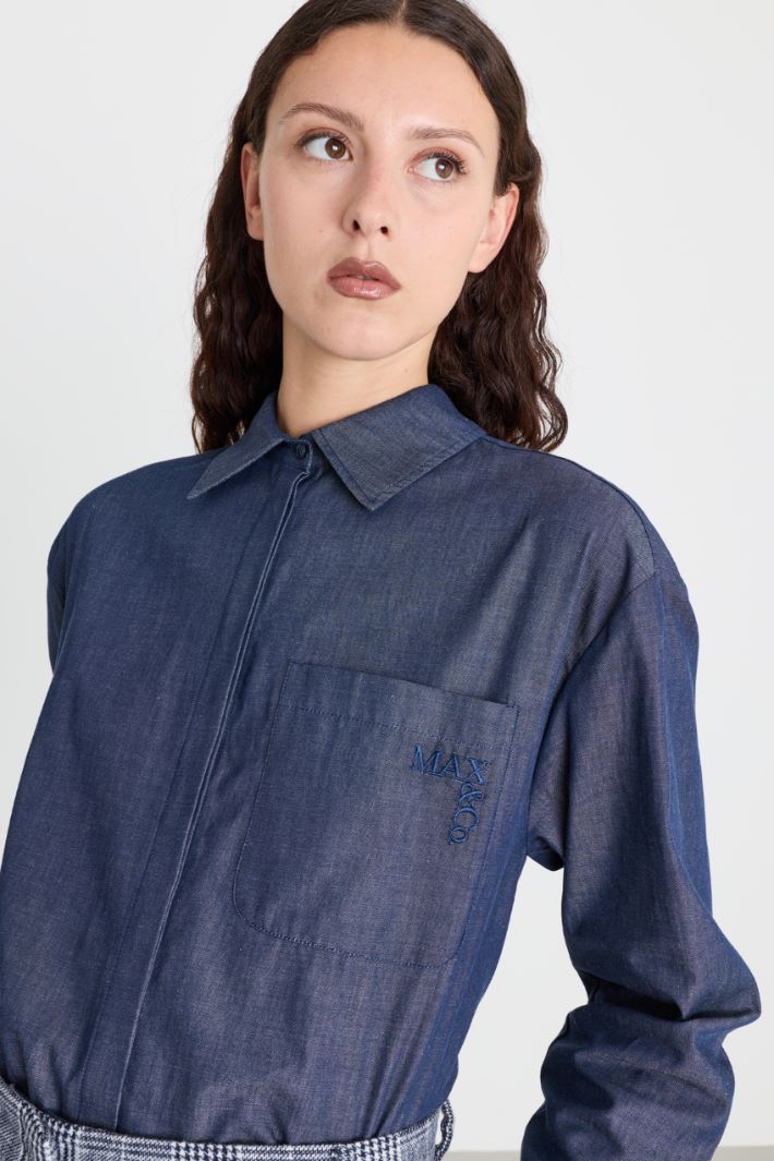 Camicia in twill con tasca - BLU - Intrend - 3