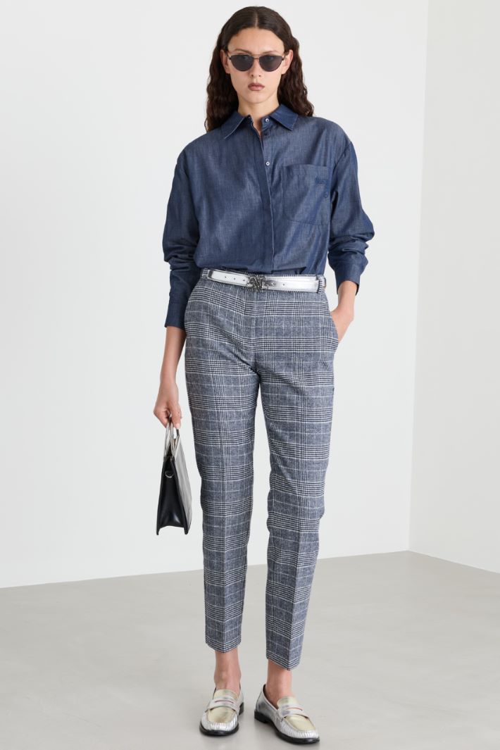 Camicia in twill con tasca - BLU - Intrend