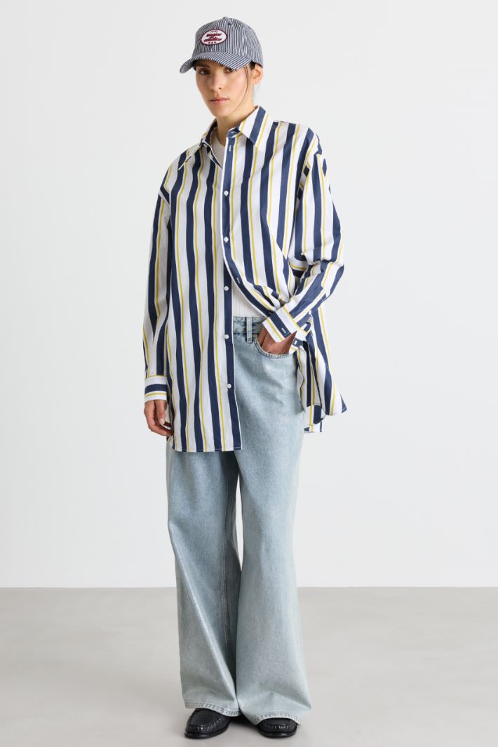 Camicia oversize - BIANCO BLU GIALLO - Intrend