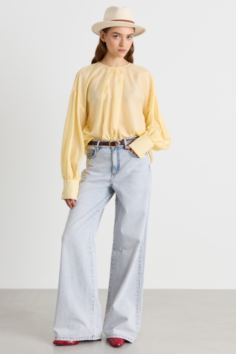 Blusa in voile con drappeggio - Intrend