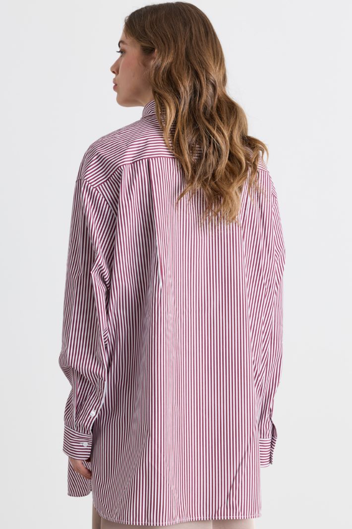 Camicia in popeline a righe - ROSSO - Intrend - 4
