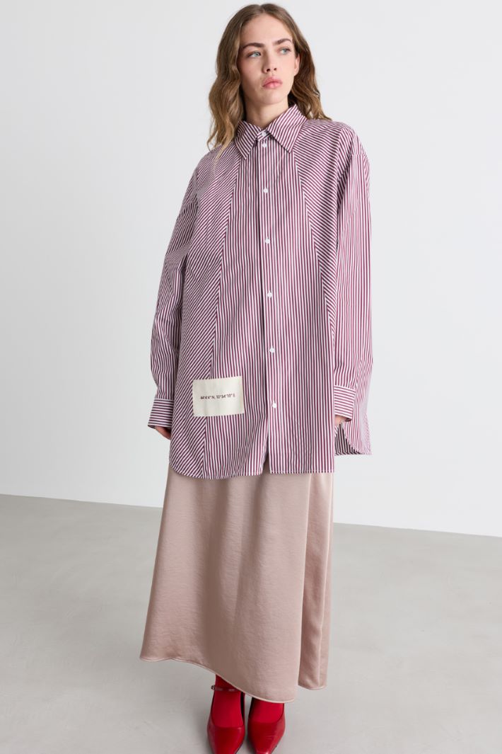 Camicia in popeline a righe - ROSSO - Intrend - 2