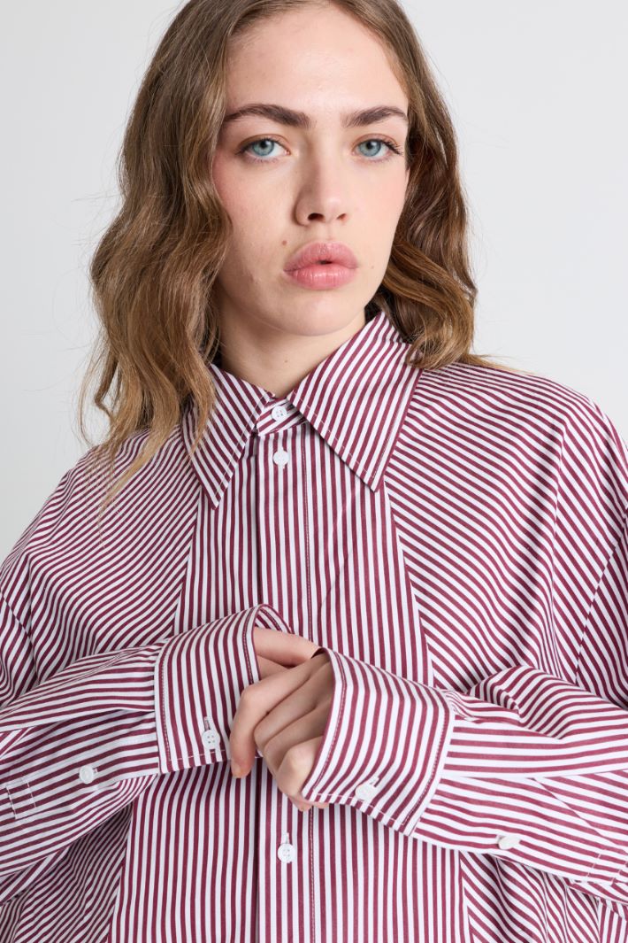 Camicia in popeline a righe - ROSSO - Intrend - 3