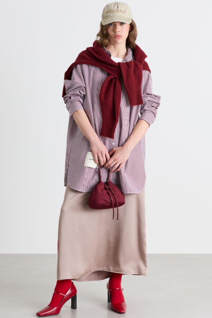 Camicia in popeline a righe - ROSSO - Intrend