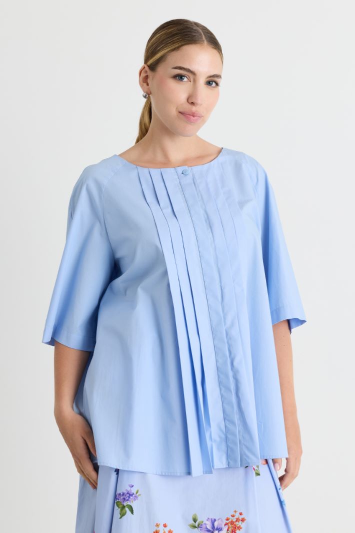 Baumwollpopelinebluse - HIMMELBLAU - Intrend - 2