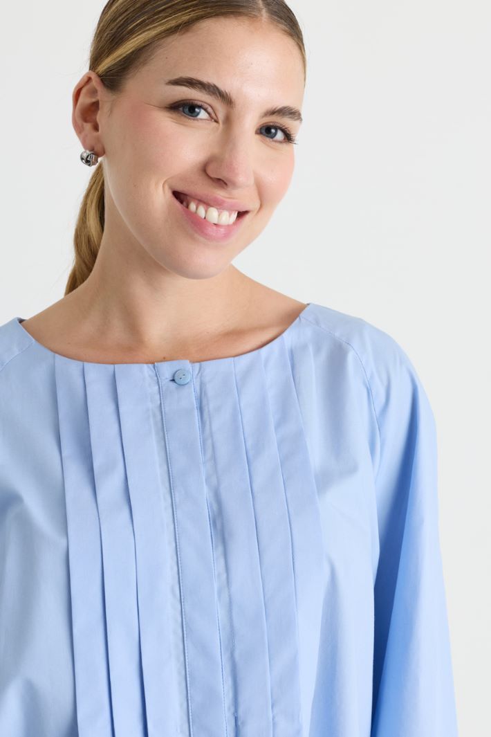 Baumwollpopelinebluse - HIMMELBLAU - Intrend - 3