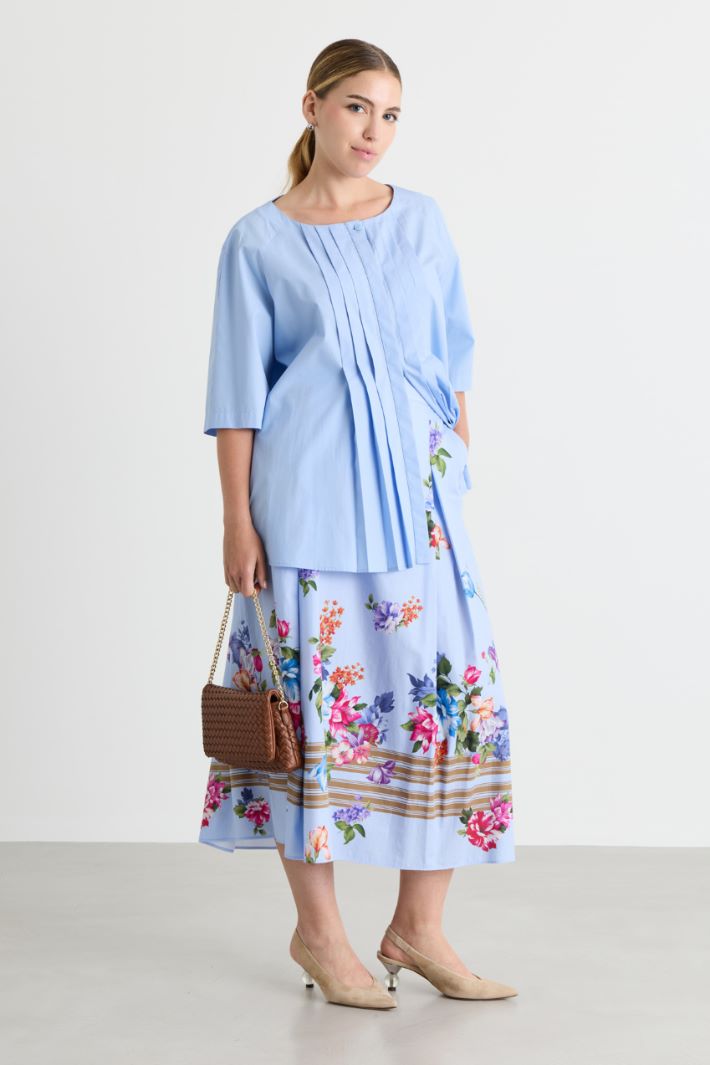 Baumwollpopelinebluse - HIMMELBLAU - Intrend