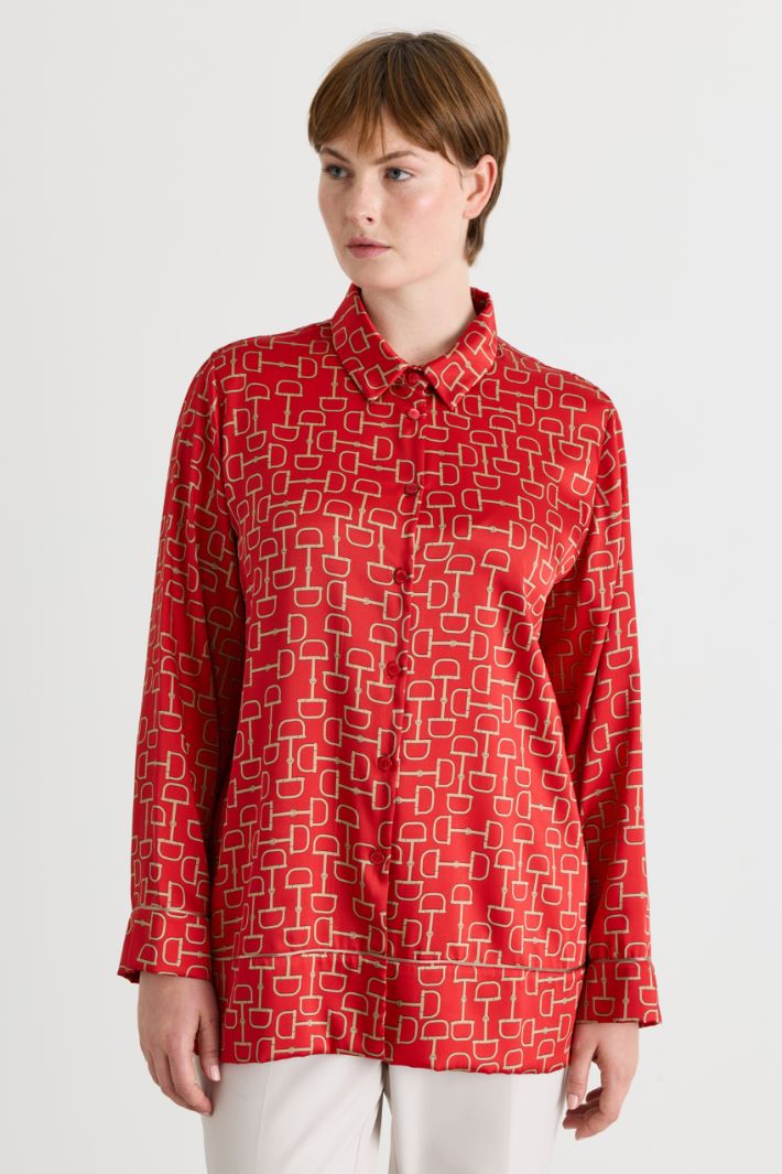 Camicia in twill stampato - ROSSO - Intrend - 2