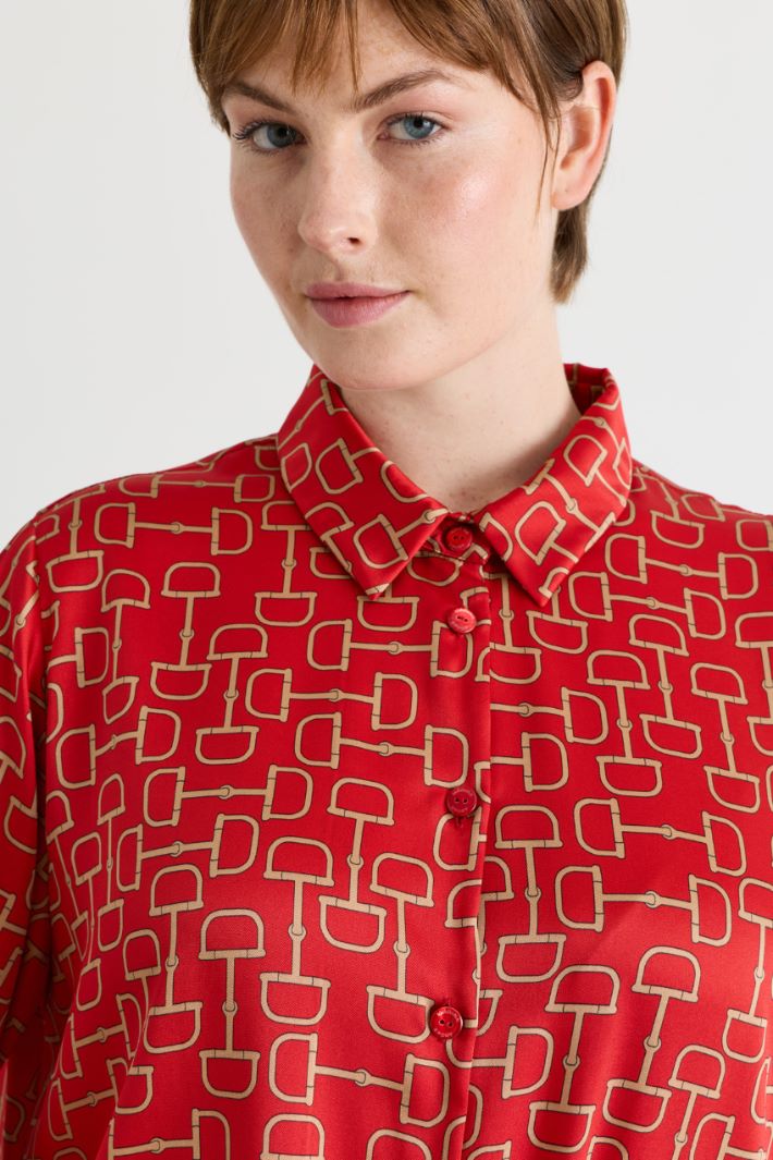 Camicia in twill stampato - ROSSO - Intrend - 3