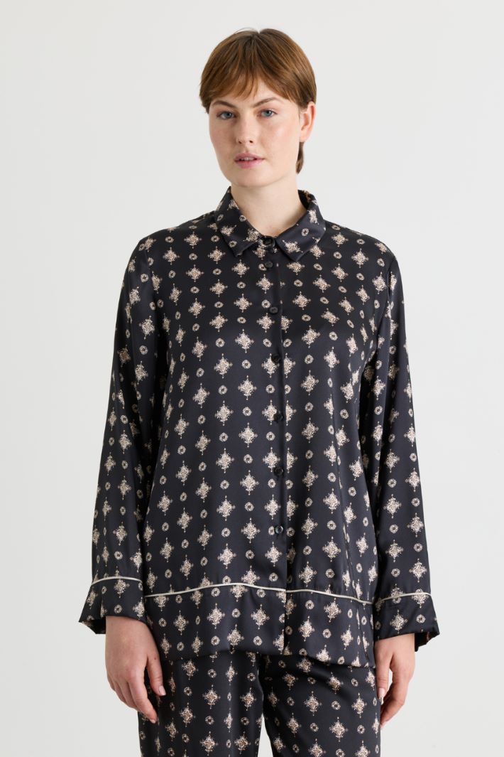 Camicia in twill stampato - NERO - Intrend - 2