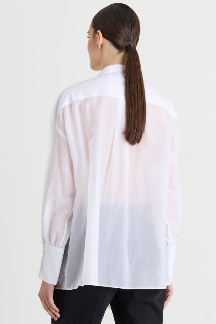 Camicia da smoking in voile - BIANCO - Intrend - 4