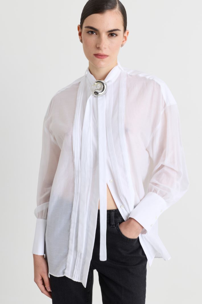 Camicia da smoking in voile - BIANCO - Intrend - 2