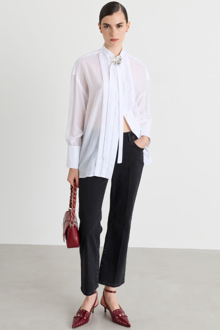 Camicia da smoking in voile - BIANCO - Intrend