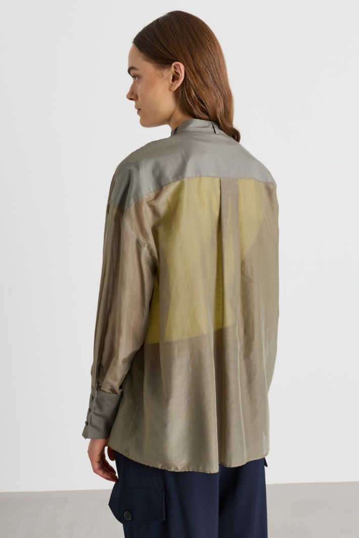 Camicia da smoking in voile - VERDE - Intrend - 4