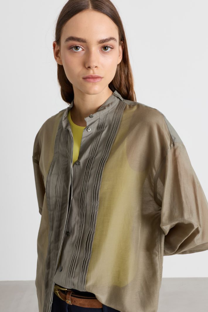 Camicia da smoking in voile - VERDE - Intrend - 3