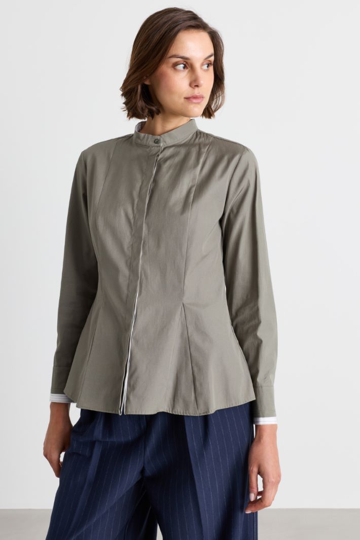 Camicia in popeline con pieghe - GRIGIO - Intrend - 2