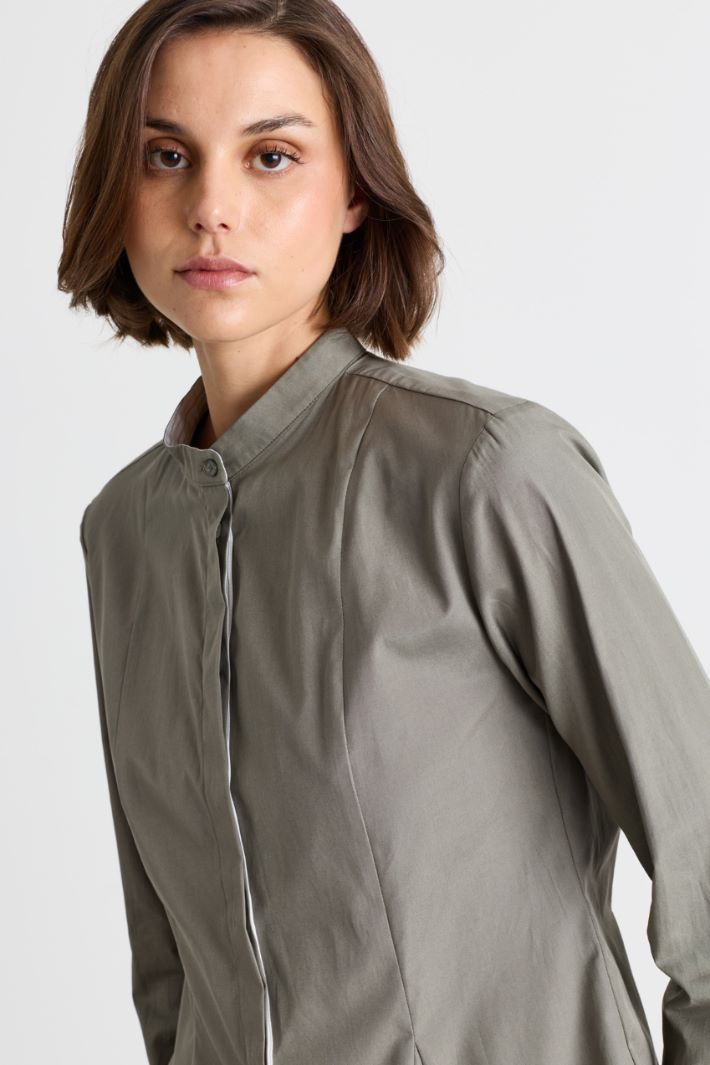 Camicia in popeline con pieghe - GRIGIO - Intrend - 3